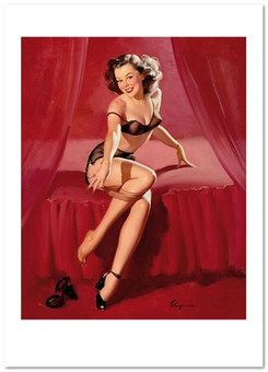  «Открытка Gil Elvgren — I'm Not Shy, I'm Just Retiring, Brown & Bigelow calendar illustration (GE77)», бренда Artistic Card - фото №1 - миниатюра