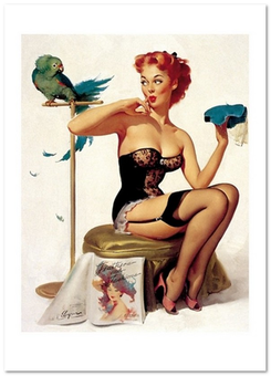  «Открытка Gil Elvgren — Feathers and Fashions (GE89)», бренда Artistic Card - фото №1 - миниатюра