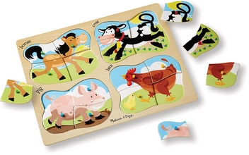  «Деревянные пазлы 4 в 1 Melissa & Doug Ферма (MD9858)», бренда Melissa & Doug - фото №2 - миниатюра