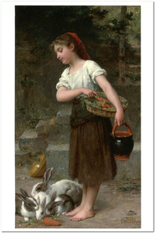  «Открытка Emile Munier — Feeding the Rabbits (EMU03)», бренда Artistic Card - фото №1 - миниатюра