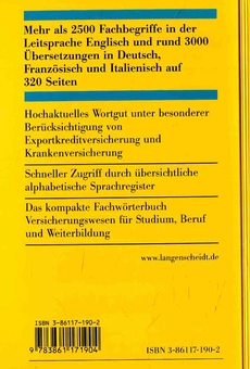 Бумажная книга «Langenscheidts Fachwörterbuch Kompakt, Fachwörterbuch Kompakt Versicherungswesen, Englisch-Deutsch-Französisch-Italienisch » - фото №2 - миниатюра