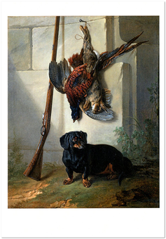  «Открытка Jean-Baptiste Oudry — The Dachshound Pehr with Dead Game and Rifle (JO03)», бренда Artistic Card - фото №1 - миниатюра