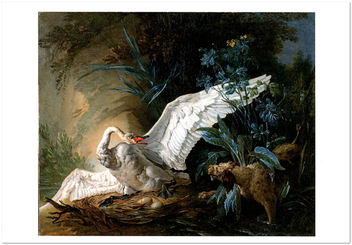 «Открытка Jean-Baptiste Oudry — Water Spaniel Surprising a Swan on its Nest (JO01)», бренда Artistic Card - фото №1 - миниатюра
