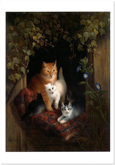  «Открытка Henriette Ronner-Knip — Cat with Kittens (HRK43)», бренда Artistic Card - фото №1 - миниатюра