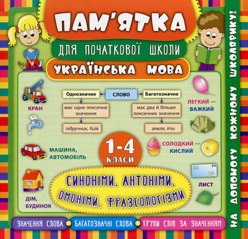 Бумажная книга «Українська мова. Синоніми, антоніми, омоніми, фразеологізми. 1-4 класи», автор Елена Собчук - фото №1 - миниатюра