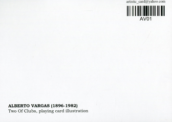 «Открытка Alberto Vargas — Two Of Clubs, playing card illustration (AV01)», бренда Artistic Card - фото №2 - миниатюра