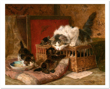  «Открытка Henriette Ronner-Knip - Mother Cat Plays with Her Four Kittens (HRK21)», бренда Artistic Card - фото №1 - миниатюра