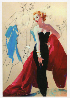  «Открытка Al Buell — Pin-Up In Black Evening Dress, Al Buell's Beauties (AB03)», бренда Artistic Card - фото №1 - миниатюра