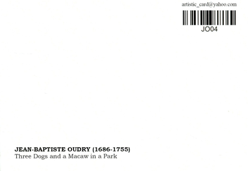 «Открытка Jean-Baptiste Oudry — Three Dogs and a Macaw in a Park (JO04)», бренда Artistic Card - фото №2 - миниатюра