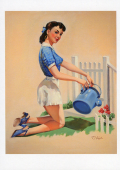 «Листівка T. J. (Ted) Kuck — Pin-Up Gardening, Brown & Bigelow calendar illustration (TK01)», бренду Artistic Card - фото №1 - мініатюра