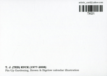 «Листівка T. J. (Ted) Kuck — Pin-Up Gardening, Brown & Bigelow calendar illustration (TK01)», бренду Artistic Card - фото №2 - мініатюра