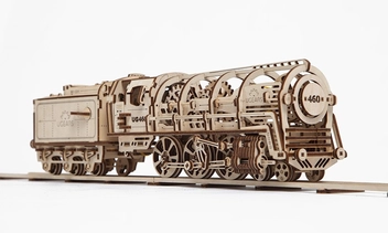  «Механічний 3D пазл Ukrainian Gears Паровоз з тендером (70012)», бренду Ukrainian Gears / UGears - фото №4 - мініатюра