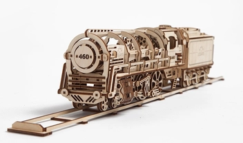  «Механічний 3D пазл Ukrainian Gears Паровоз з тендером (70012)», бренду Ukrainian Gears / UGears - фото №1 - мініатюра