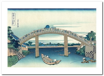 «Открытка Katsushika Hokusai — Under the Mannen Bridge at Fukagawa (KH48)», бренда Artistic Card - фото №1 - миниатюра