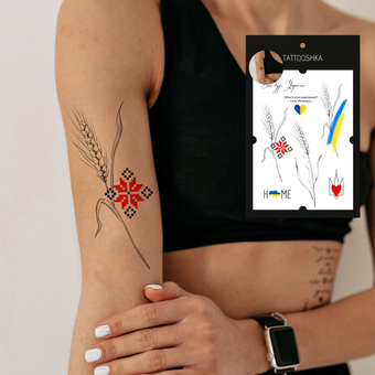 «Тимчасове тату Tattoshka Патріотичні колоски (LB-133)», бренда Tattooshka - фото №3 - миниатюра