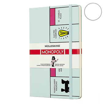  «Блокнот Moleskine Monopoly средний нелинованный голубой (LEMOQP062)», бренда Moleskine - фото №2 - миниатюра
