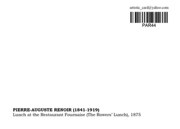 «Открытка Pierre-Auguste Renoir — Lunch at the Restaurant Fournaise (The Rowers’ Lunch) (PAR44)», бренда Artistic Card - фото №2 - миниатюра