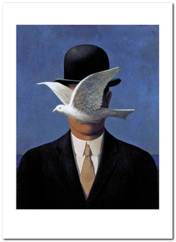  «Открытка Rene Magritte — L'Homme au Chapeau Melon (RM18)», бренда Artistic Card - фото №1 - миниатюра