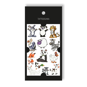 «Тимчасове тату Tattooshka 12 щасливих звіряток (WS-YX021)», бренда Tattooshka - фото №1 - миниатюра