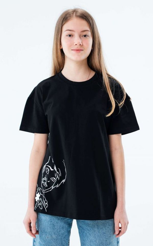 «Футболка Handcrafts by orphans Девушка с пазлом Черная S», бренда Handcrafts by Orphans - фото №1