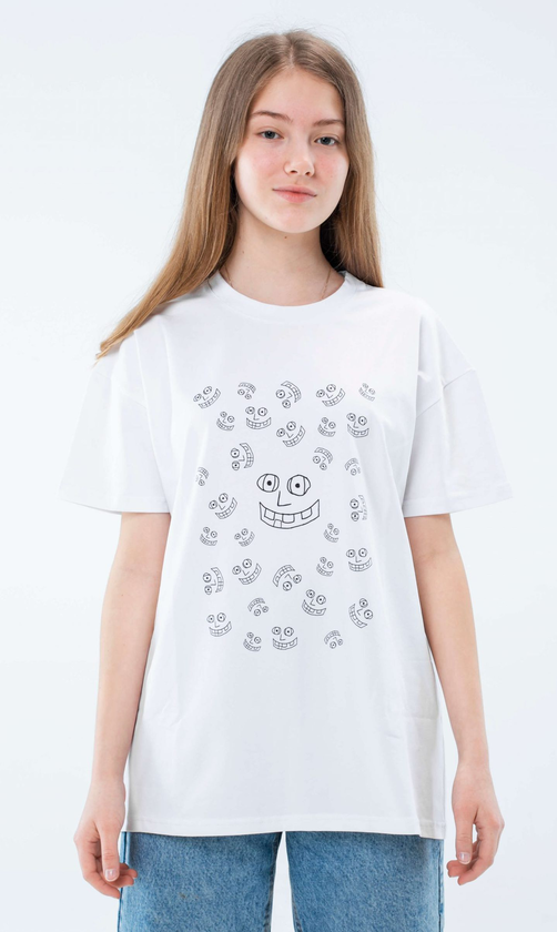 «Футболка Handcrafts by orphans Улыбка Белая S», бренда Handcrafts by Orphans - фото №1