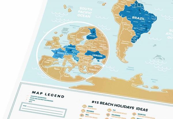  «Скретч карта мира 1DEA.me Travel Map Holiday Lagoon World», бренда 1DEA.me - фото №1