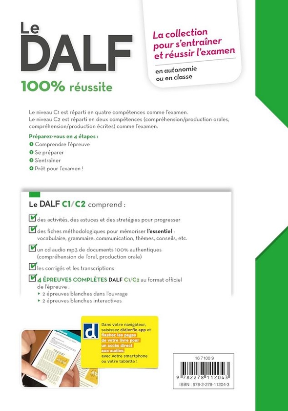 [object Object] «Le DALF 100% réussite C1-C2 Livre + didierfle.app» - фото №2 - мініатюра