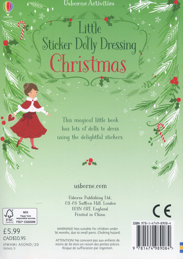 Бумажная книга «Little Sticker Dolly Dressing Christmas», автор Фиона Уотт - фото №1