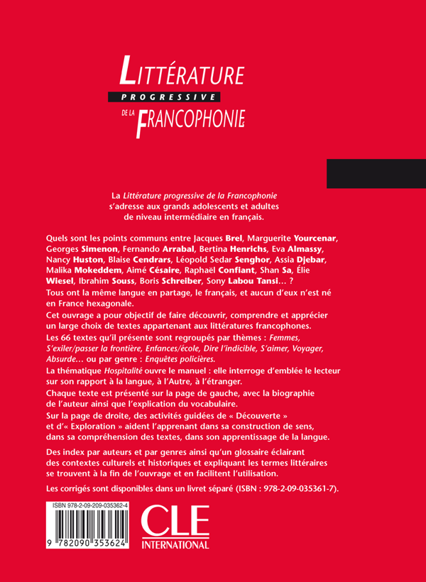 Паперова книга «Litterature Progressive de la Francophonie», автор Мишель Грандманджин - фото №1