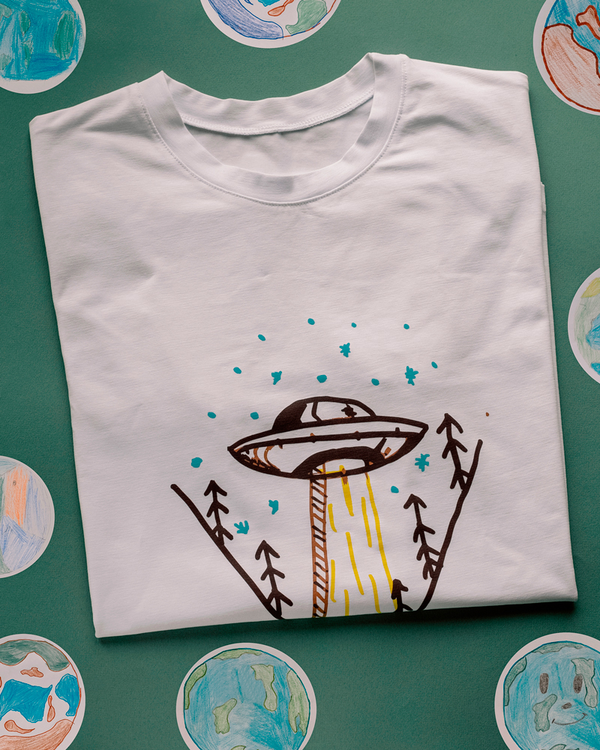 «Футболка Handcrafts by orphans Космічна тарілка Біла S», brand Handcrafts by Orphans - фото №1