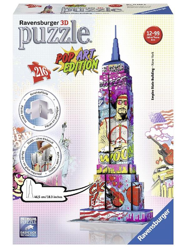  «3D Пазл Ravensburger Эмпайр Стейт Билдинг в стиле поп-арт 216 элементов (RSV-125999)», бренда Ravensburger - фото №1