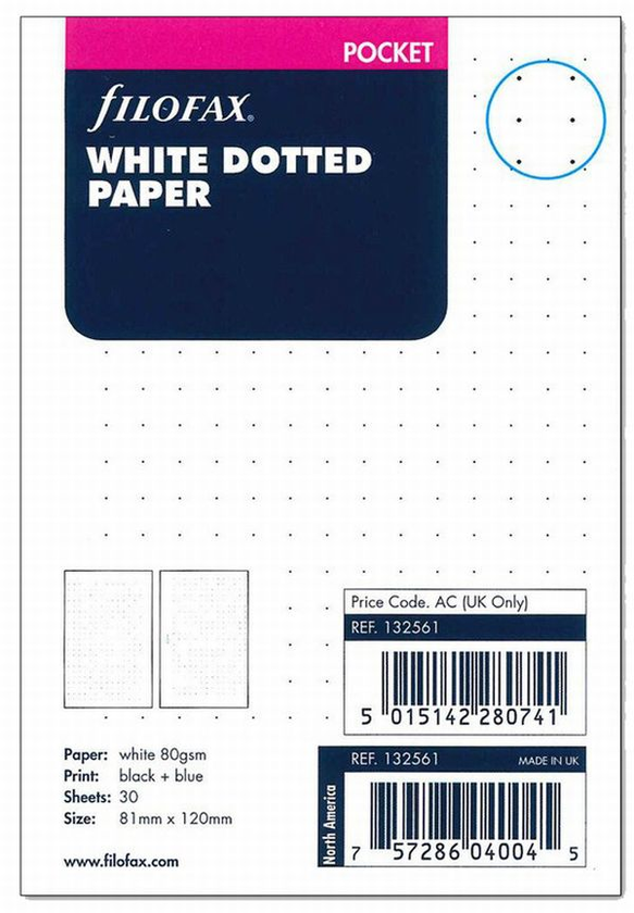  «Комплект бланков Filofax Pocket White Точка (132561)», бренда Filofax - фото №1