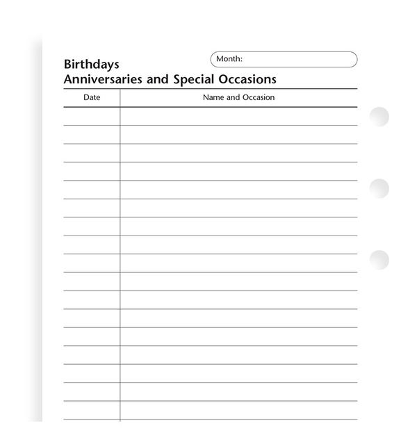  «Комплект бланків Filofax Personal White Дні народження і свята (132608)», бренду Filofax - фото №1