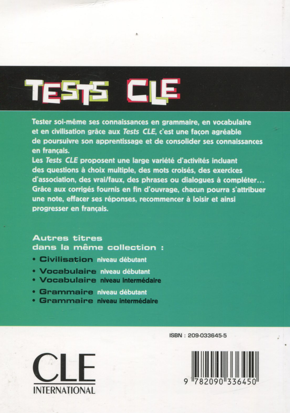Паперова книга «Tests CLE Civilisation Intermediaire», автор Стефані Ентоні - фото №1