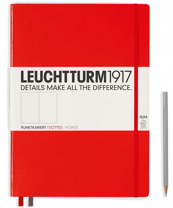  «Записная книжка Leuchtturm1917 Master Slim А4+ в точку красная (349270)», бренда Leuchtturm1917 - фото №1