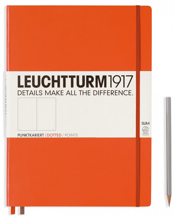  «Записная книжка Leuchtturm1917 Master Slim А4+ в точку оранжевая (347173)», бренда Leuchtturm1917 - фото №1