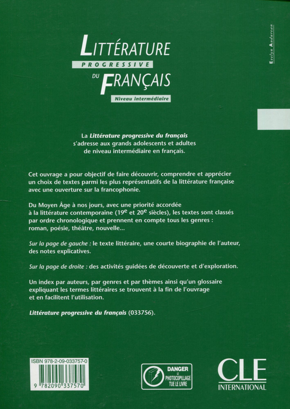 Паперова книга «Littérature Progressive du Français - Corrigés - Niveau intermédiaire», авторів Ніколь Блондель, Марі-Франсуаза Не - фото №1