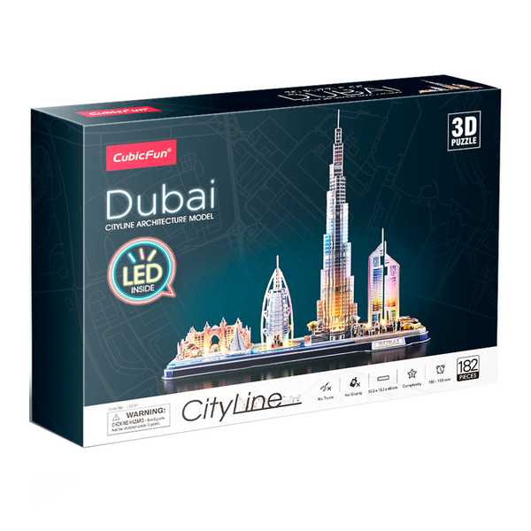  «Тривимірна головоломка-конструктор CubicFun City Line з LED-підсвіткою Дубай (L523h)», бренда CubicFun - фото №1