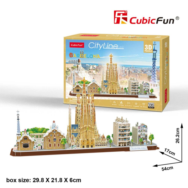  «Тривимірна головоломка-конструктор CubicFun City line Barcelona (MC256h)», бренда CubicFun - фото №1