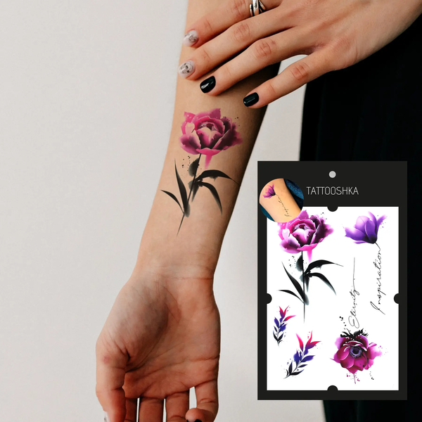  «Тимчасове тату Tattooshka Витончена троянда (TH-721)», бренда Tattooshka - фото №1