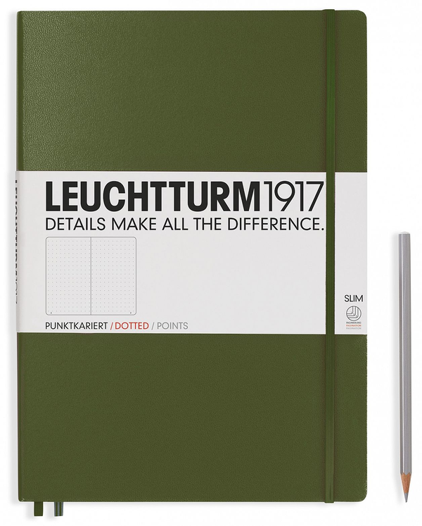  «Записная книжка Leuchtturm1917 Master Slim А4+ в точку хаки (349264)», бренда Leuchtturm1917 - фото №1
