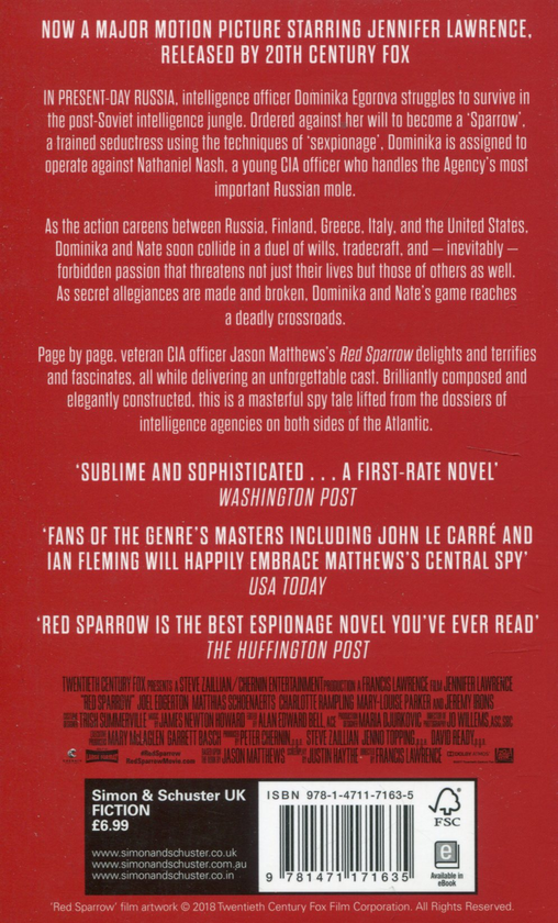 Бумажная книга «Red Sparrow», автор Джейсон Мэтьюс - фото №1