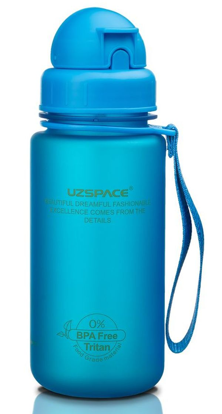  «Дитяча пляшка для води з трубочкою Uzspace 400 мл синя (3024blue)», бренду Uzspace - фото №1