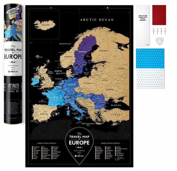 «Скретч карта Европы 1DEA.me Travel Map Black Europe (4820191130708)», бренда 1DEA.me - фото №1