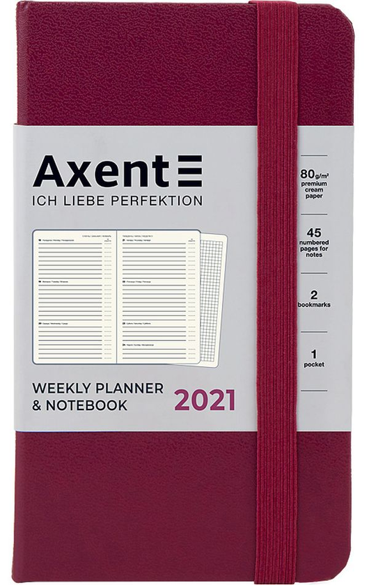  «Еженедельник Axent Pocket Strong 2021 Винный (8508-21-46-a)», бренда Axent - фото №1