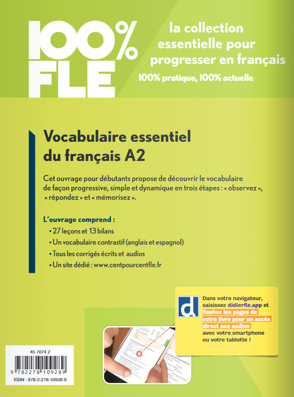 Паперова книга «100% FLE - Vocabulaire essentiel du francais A2 + online audio + didierfle.app» - фото №1
