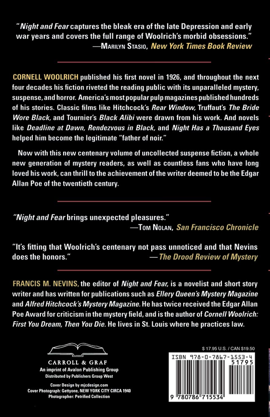 Бумажная книга «Night and Fear», автор Корнелл Вулрих - фото №1