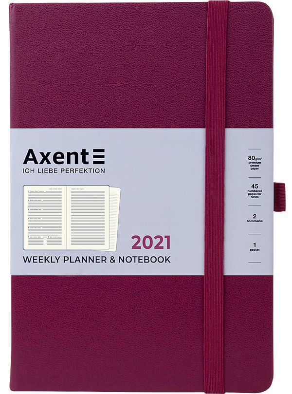  «Еженедельник Axent Prime Strong 2021 A5 Винный (8507-21-46-a)», бренда Axent - фото №1