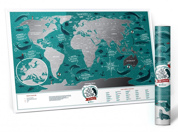 «Скретч карта мира 1DEA.me Travel Map Marine World на английском языке (MW)», бренда 1DEA.me - фото №1