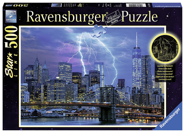  «Пазл светящийся Ravensburger Молния над Нью-Йорком 500 элементов (RSV-149094)», бренда Ravensburger - фото №1